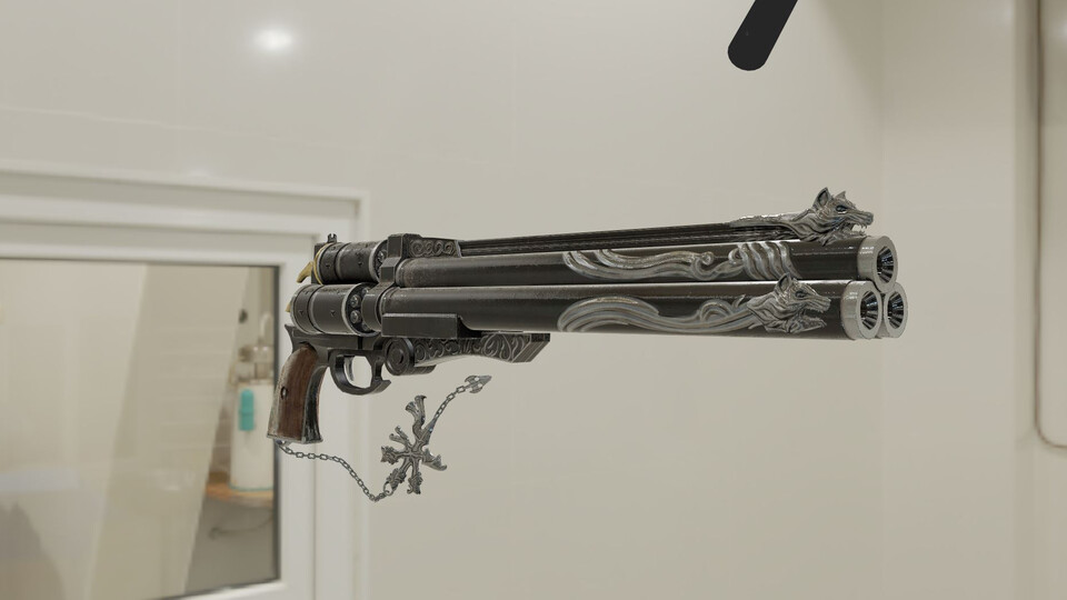 Cerberus pistol lit by an indoor environment