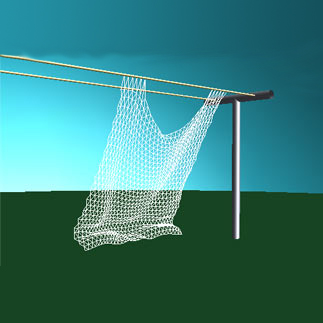Cloth simulation: a mesh of cloth hanging from a clothes line